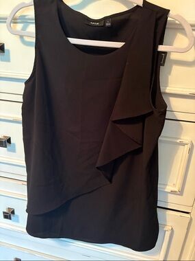 Apt. 9 Black Sleeveless Ruffle Front Shirt